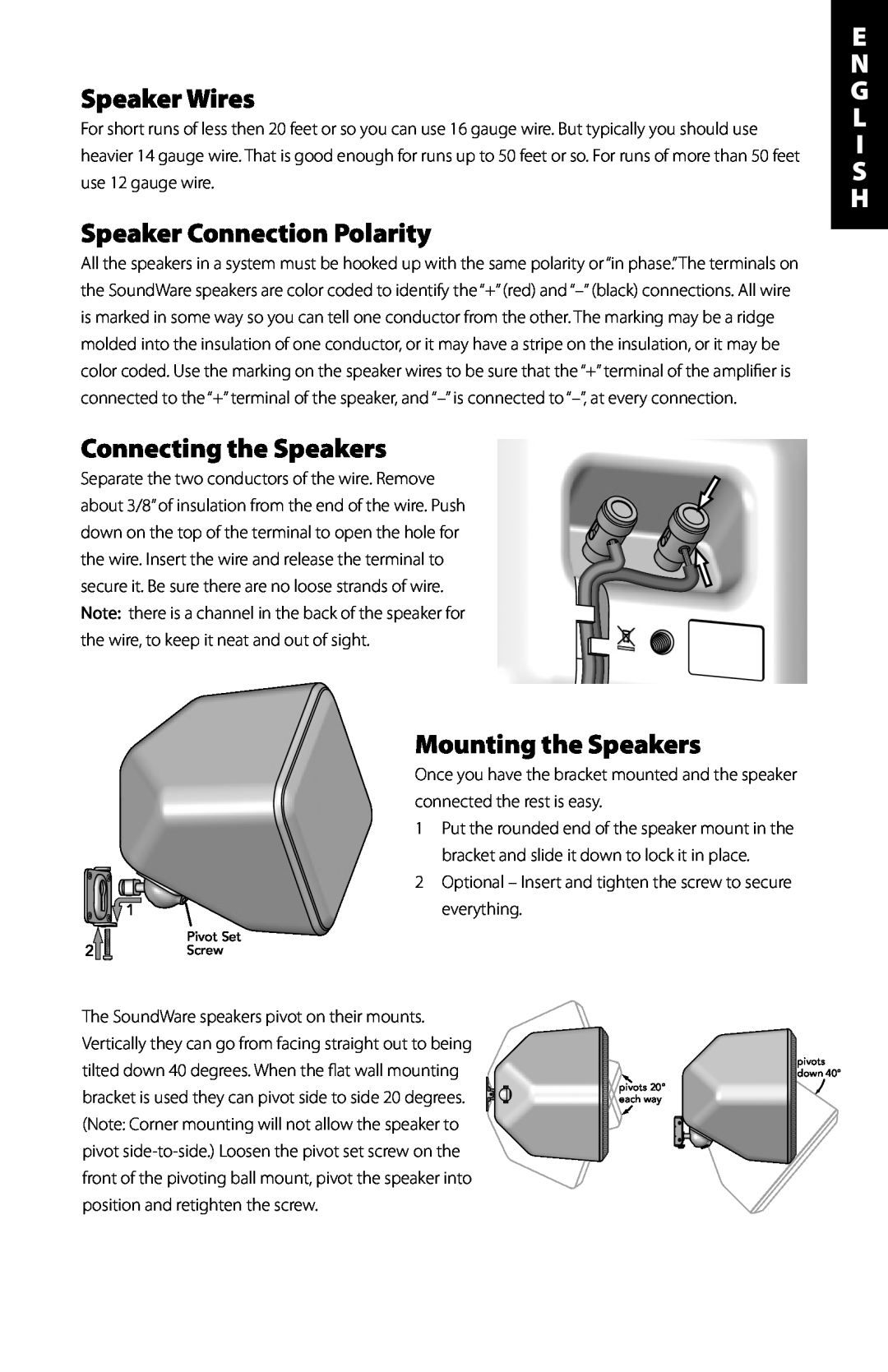 Boston Acoustics Indoor / Outdoor Speaker manual Speaker Wires, Speaker Connection Polarity, Connecting the Speakers 