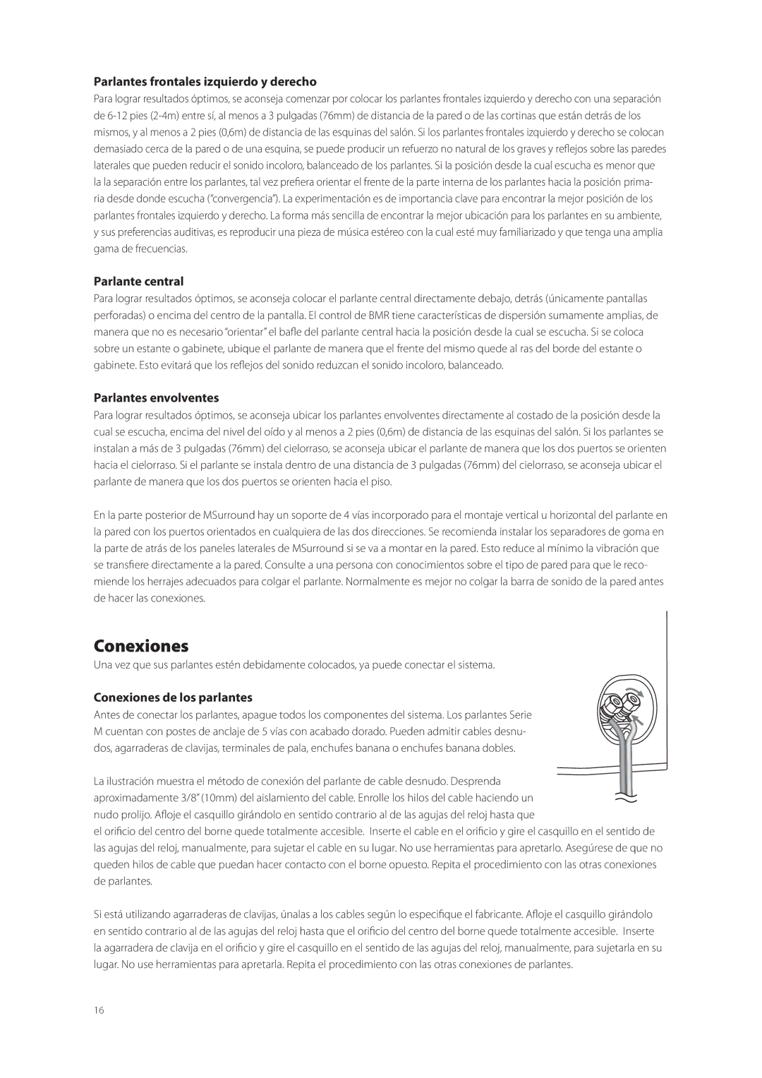 Boston Acoustics M350, M250 Conexiones, Parlantes frontales izquierdo y derecho, Parlante central, Parlantes envolventes 