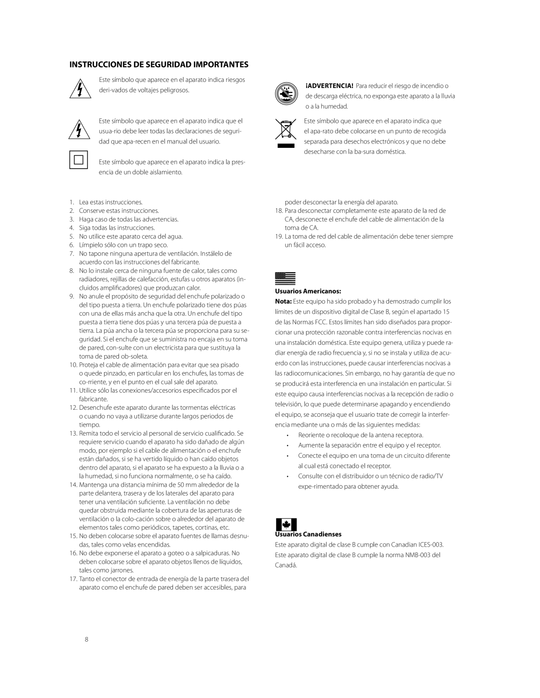 Boston Acoustics MCS 130 owner manual Instrucciones DE Seguridad Importantes 