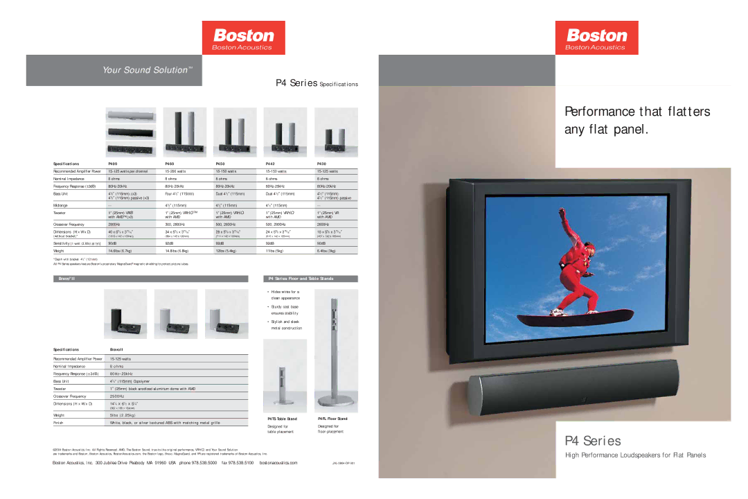 Boston Acoustics specifications P4 Series 