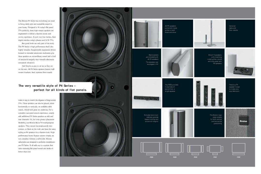 Boston Acoustics specifications P460 P450 P442 P430 P400 