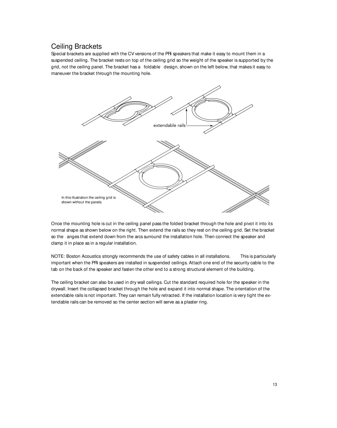 Boston Acoustics PRI685CV, PRI85SUBCV, PRI665CV owner manual Ceiling Brackets 