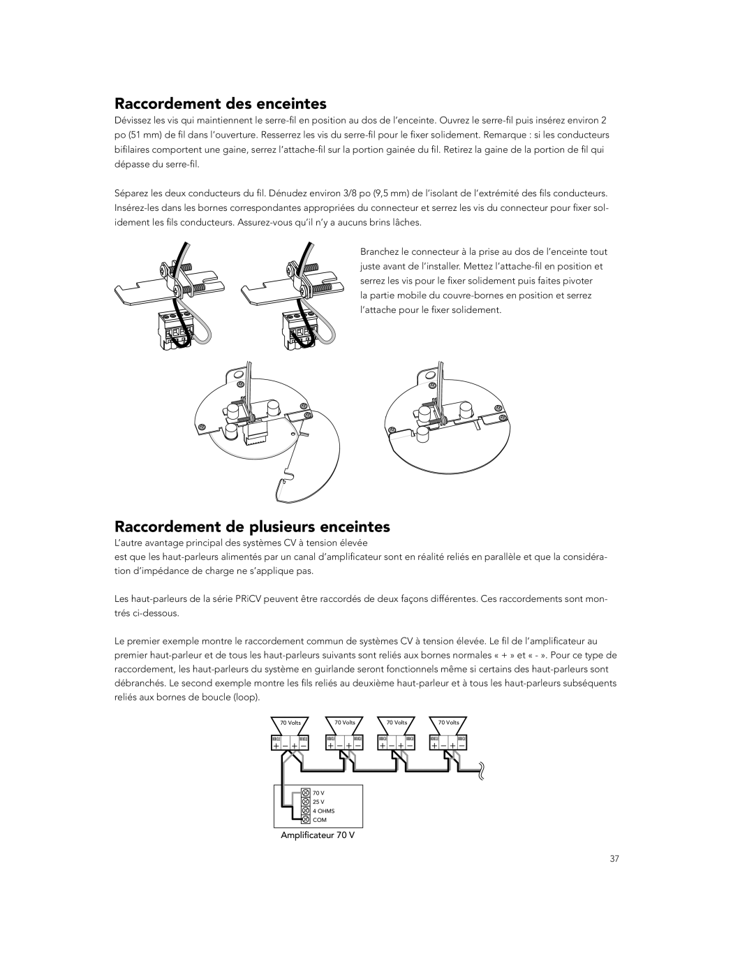 Boston Acoustics PRI685CV, PRI85SUBCV, PRI665CV owner manual Raccordement des enceintes, Raccordement de plusieurs enceintes 