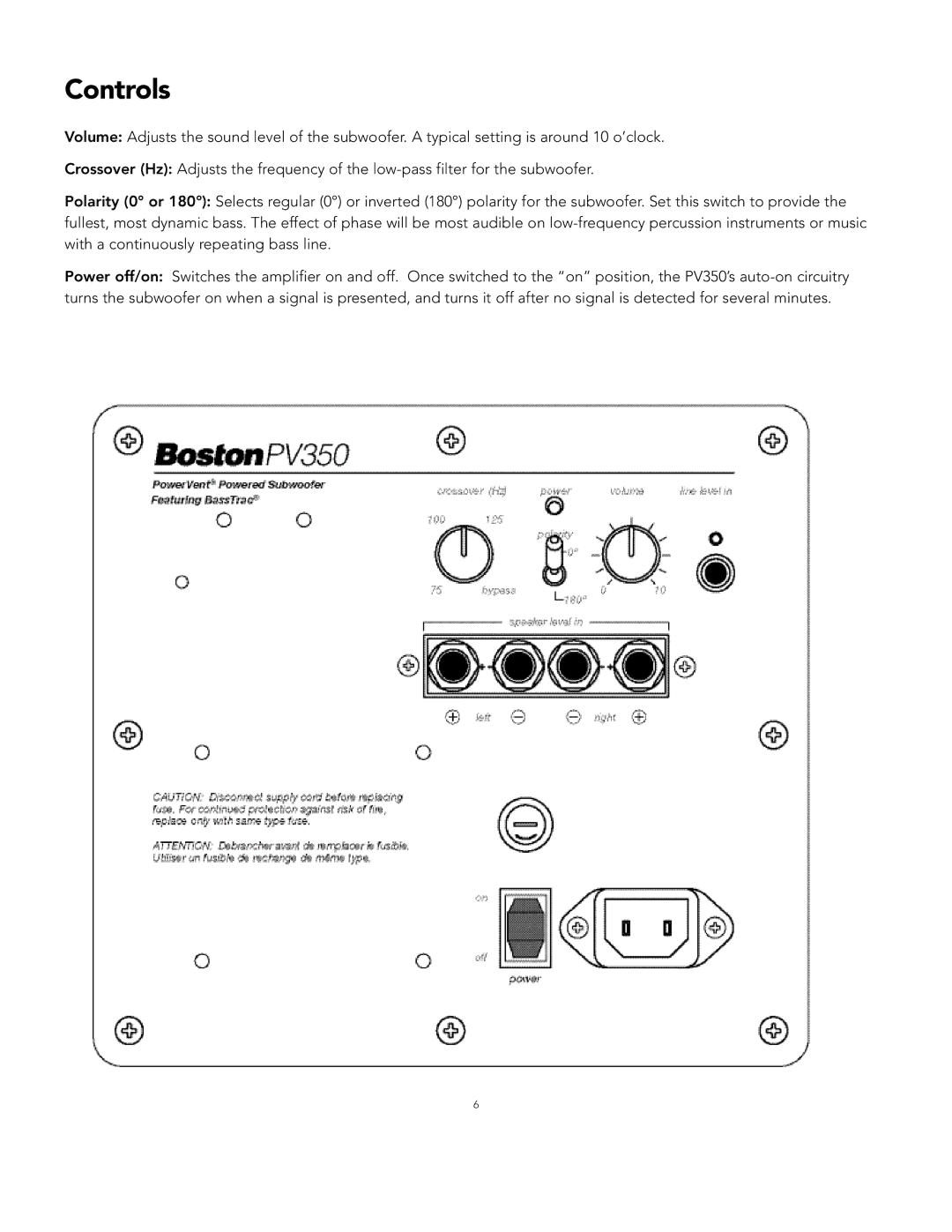 Boston Acoustics PV350 manual N t ro l s 