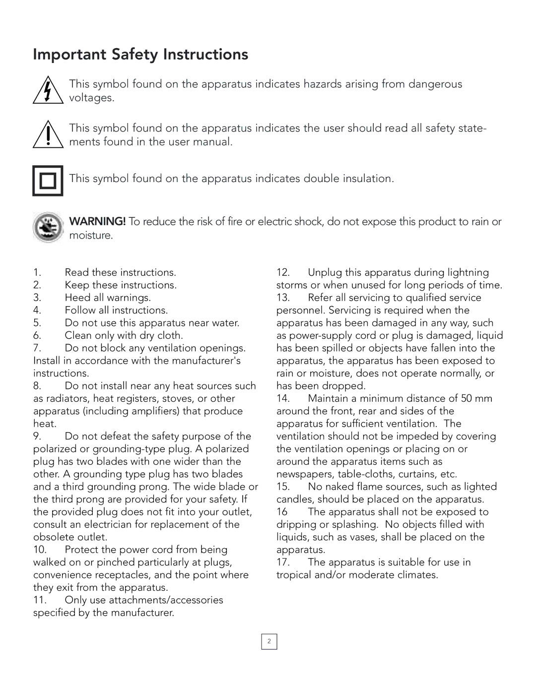 Boston Acoustics PV700, PV900 manual Important Safety Instructions 