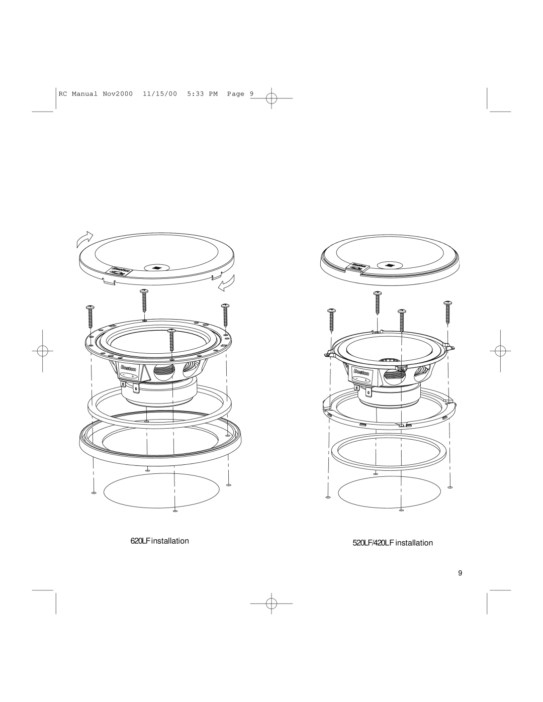 Boston Acoustics RC620, RC520, RC820, RC420 installation manual 620LF installation 