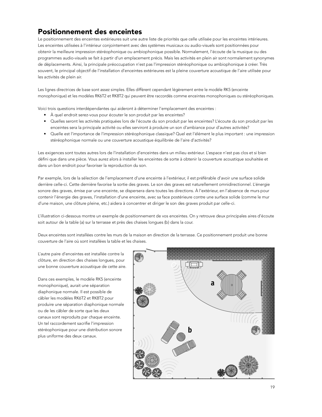 Boston Acoustics RK5, RK8T2, RK6T2 manual Positionnement des enceintes 