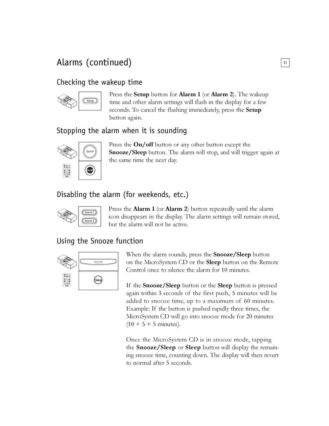 Boston Acoustics Shelf Stereo System owner manual Checking the wakeup time, Stopping the alarm when it is sounding 