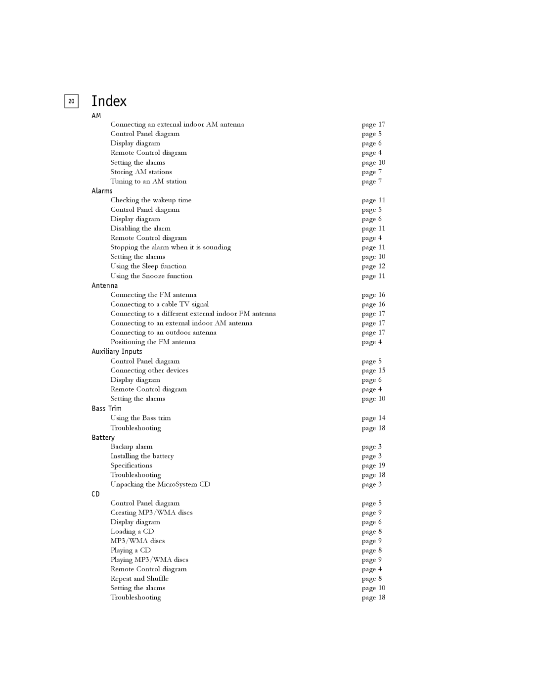 Boston Acoustics Shelf Stereo System owner manual Index 