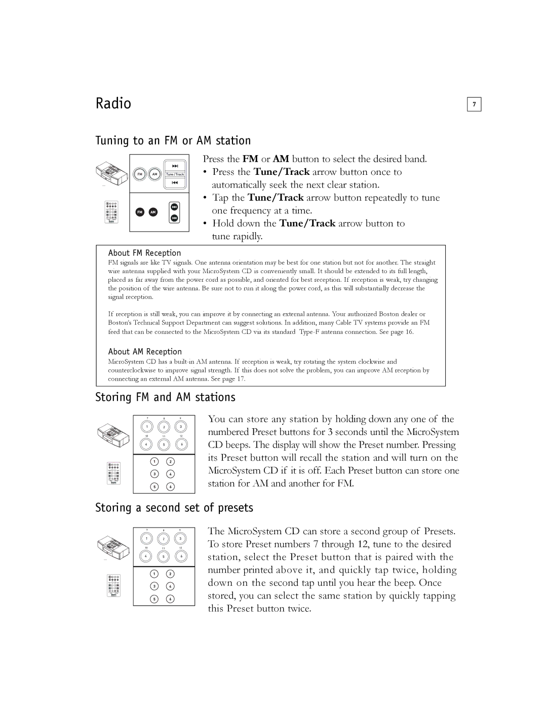 Boston Acoustics Shelf Stereo System owner manual Radio, Tuning to an FM or AM station 