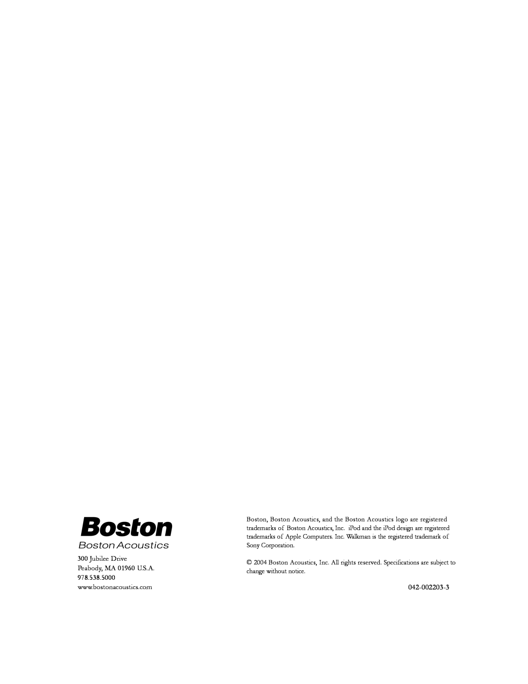 Boston Acoustics Shelf Stereo System owner manual 