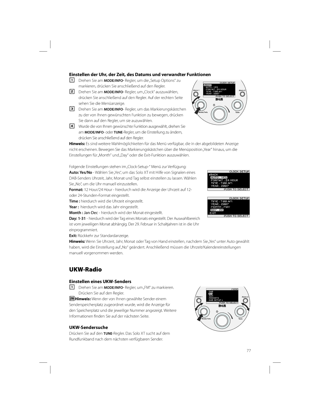 Boston Acoustics Solo owner manual UKW-Radio, Einstellen eines UKW-Senders, UKW-Sendersuche 