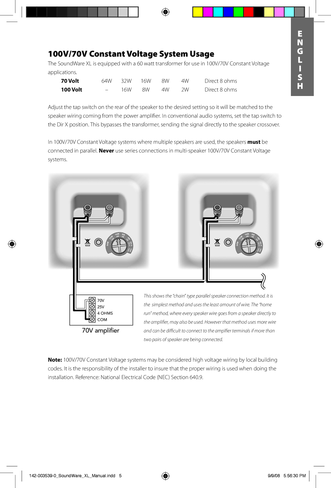 Boston Acoustics SoundWare XL owner manual 100V/70V Constant Voltage System Usage, 32W, 16W 