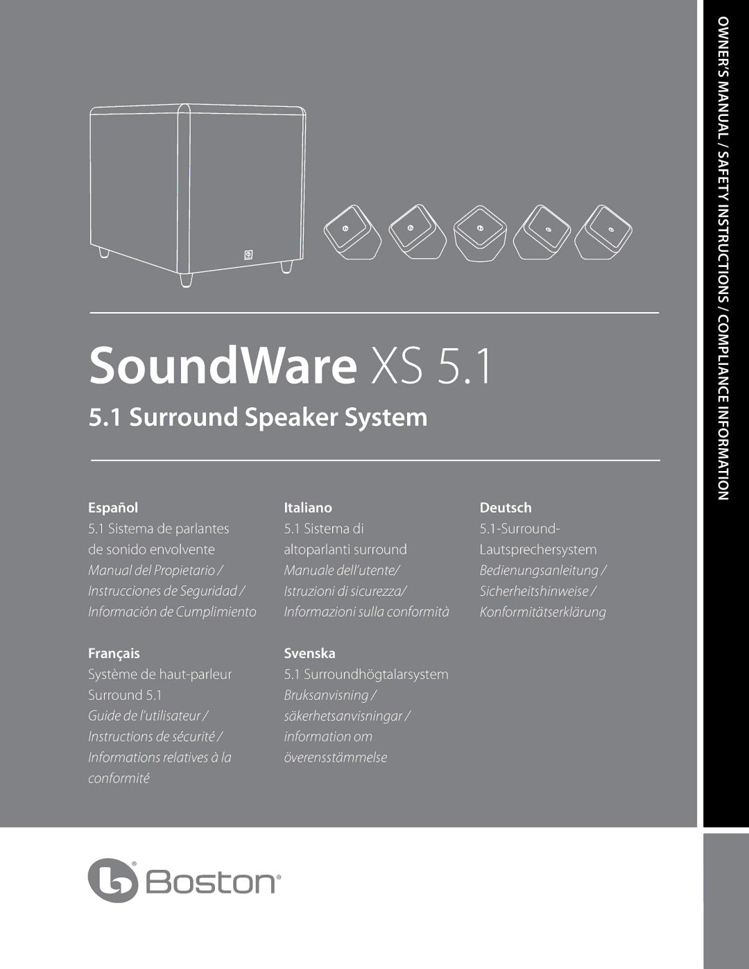 Boston Acoustics soundware xs 5.1 5.1 surround speaker system owner manual SoundWare XS 