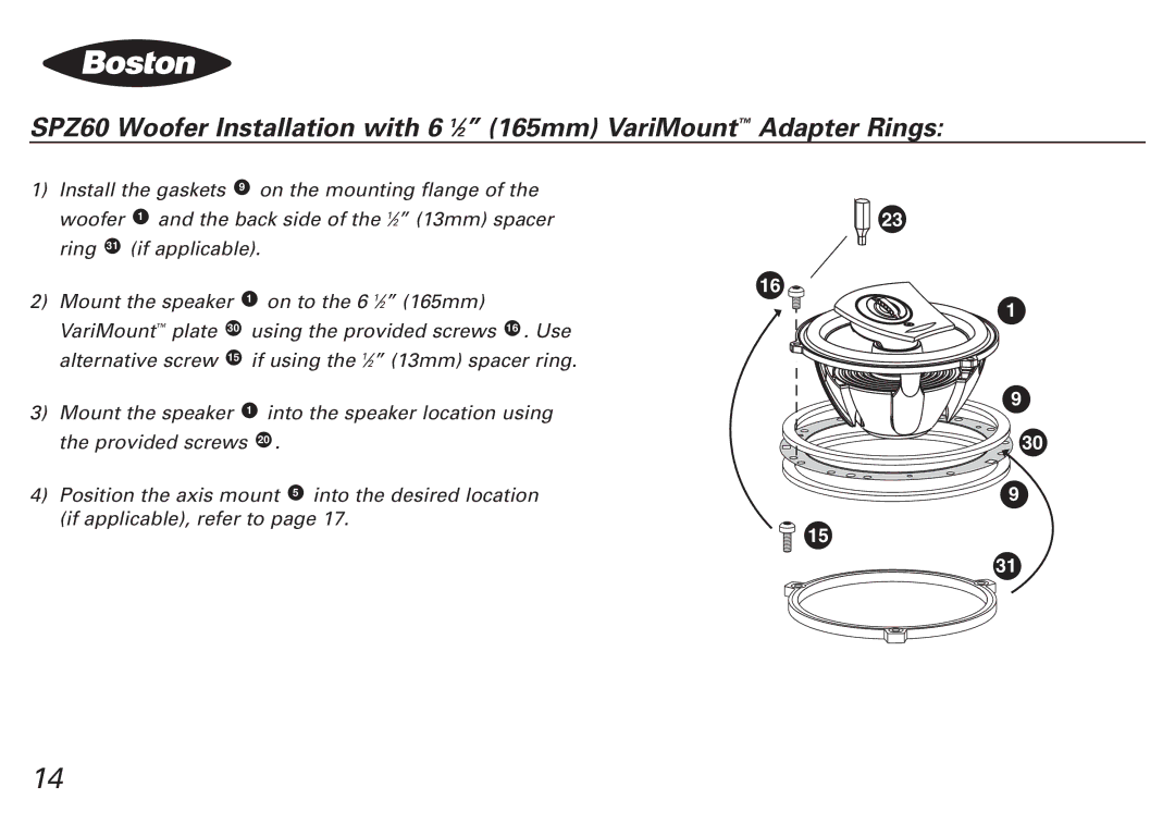 Boston Acoustics SPZ50, SPZ60 manual 