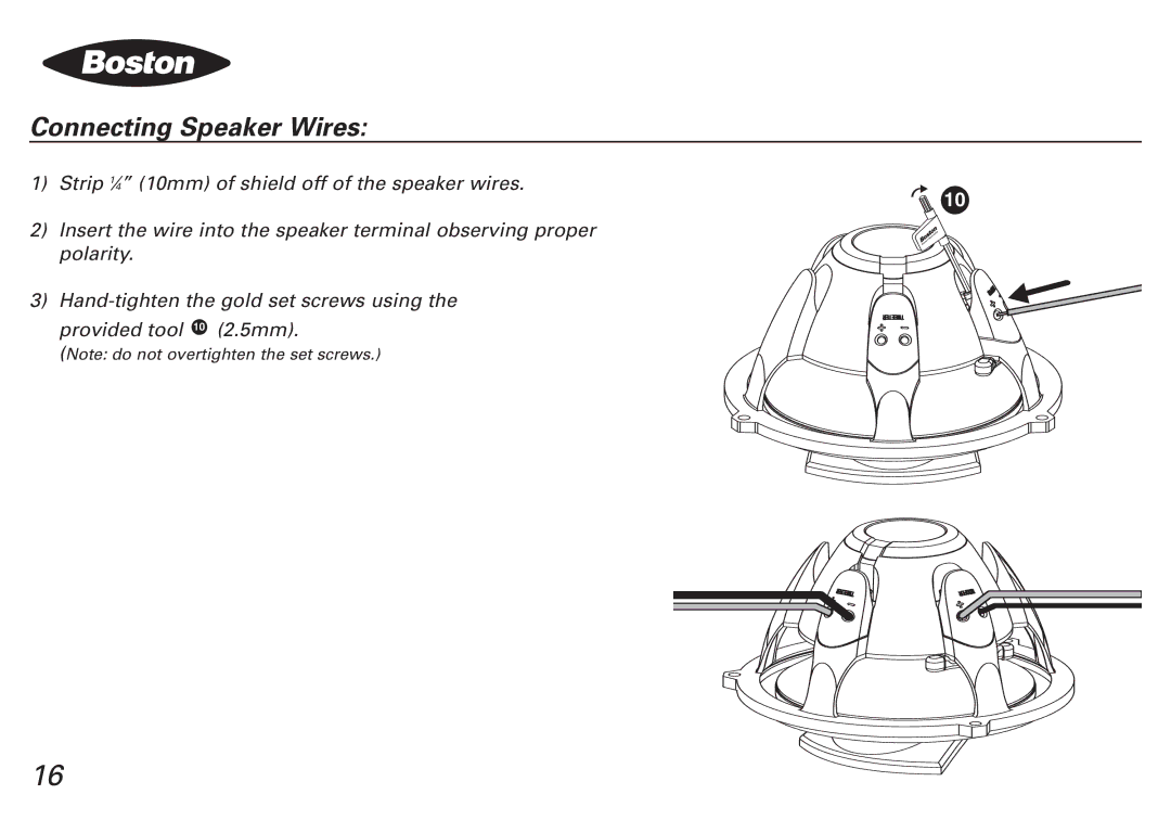 Boston Acoustics SPZ50, SPZ60 manual Connecting Speaker Wires 
