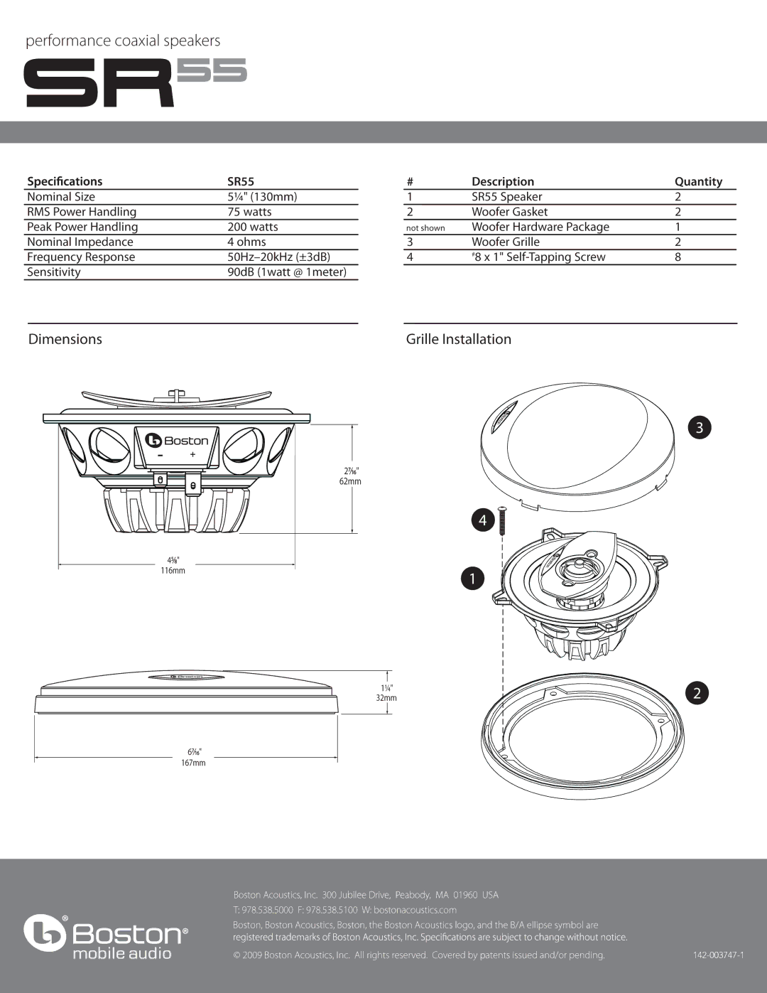 Boston Acoustics SR55 manual 