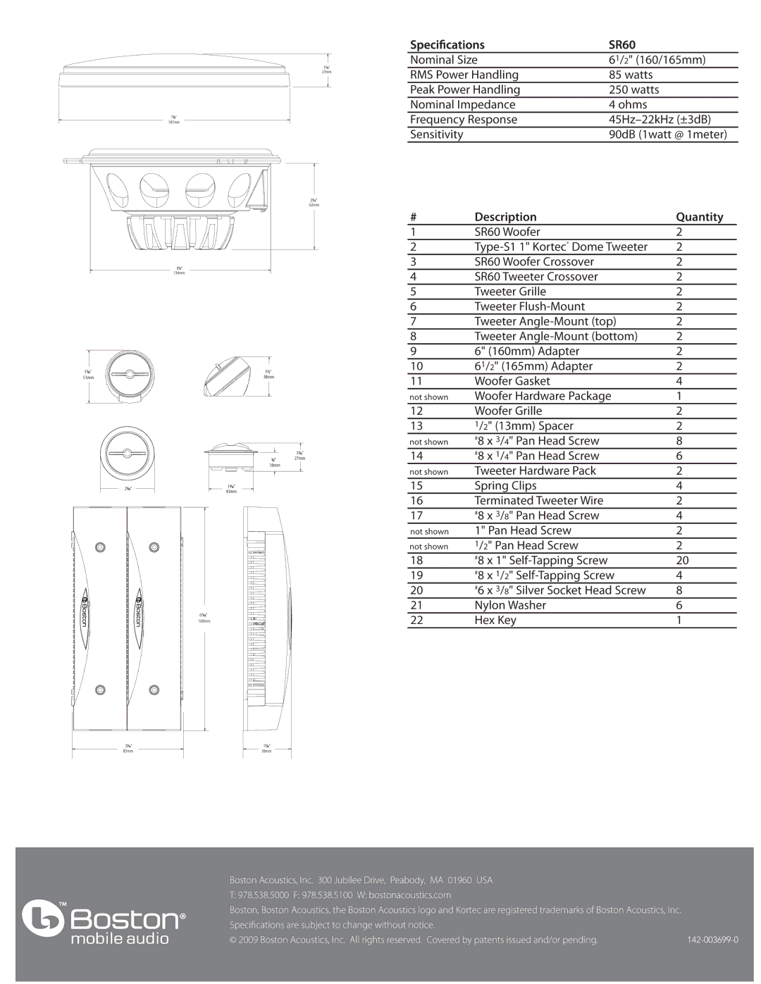 Boston Acoustics SR60 manual 