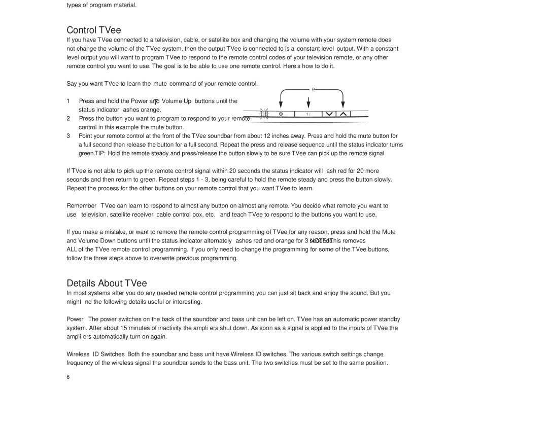 Boston Acoustics TVeeTM owner manual Fine Tune TVee, Control TVee, Details About TVee 