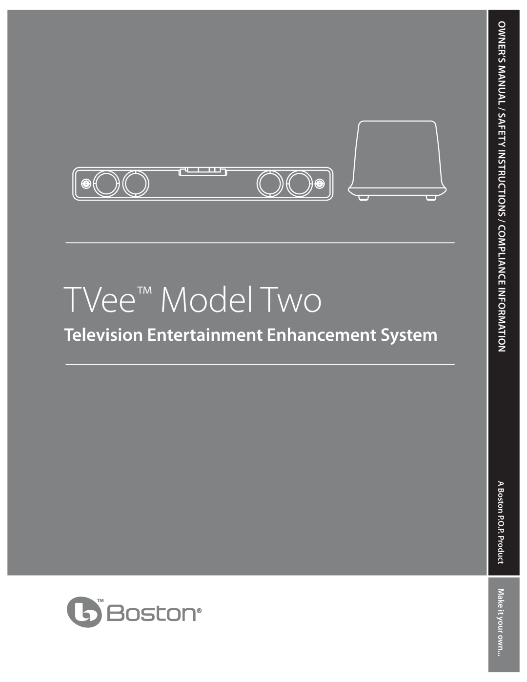 Boston Acoustics TVeeTM owner manual TVee Model Two, Television Entertainment Enhancement System 