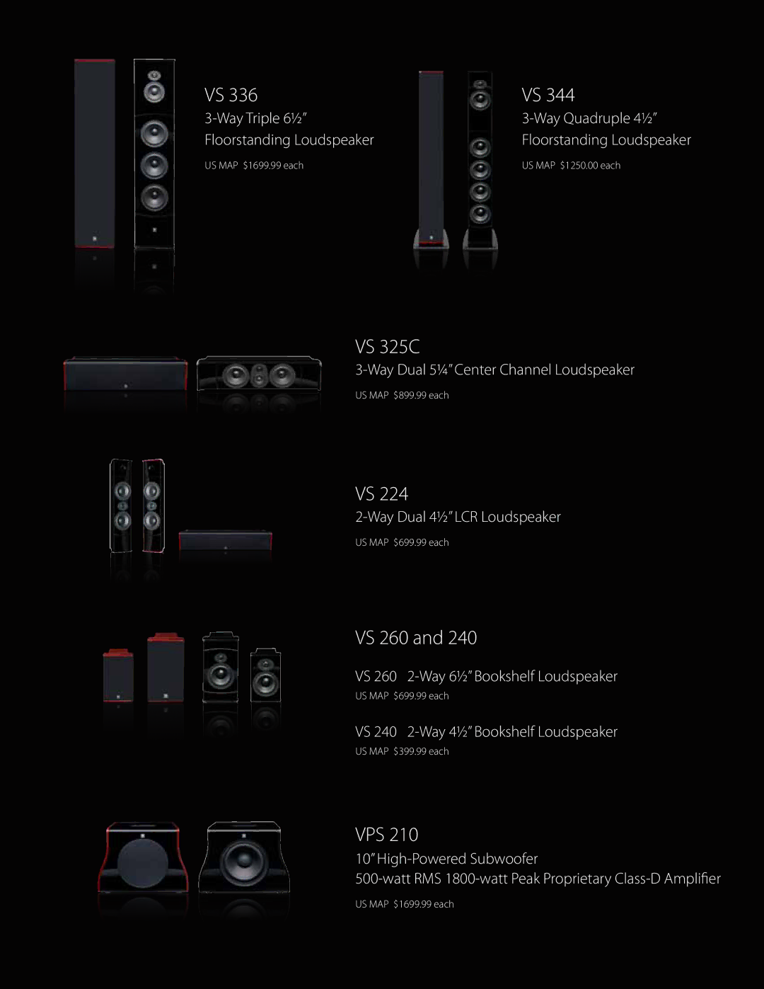 Boston Acoustics VS 325C, VS 344, VS 336, VS 224, VS 260, VS 240 manual 