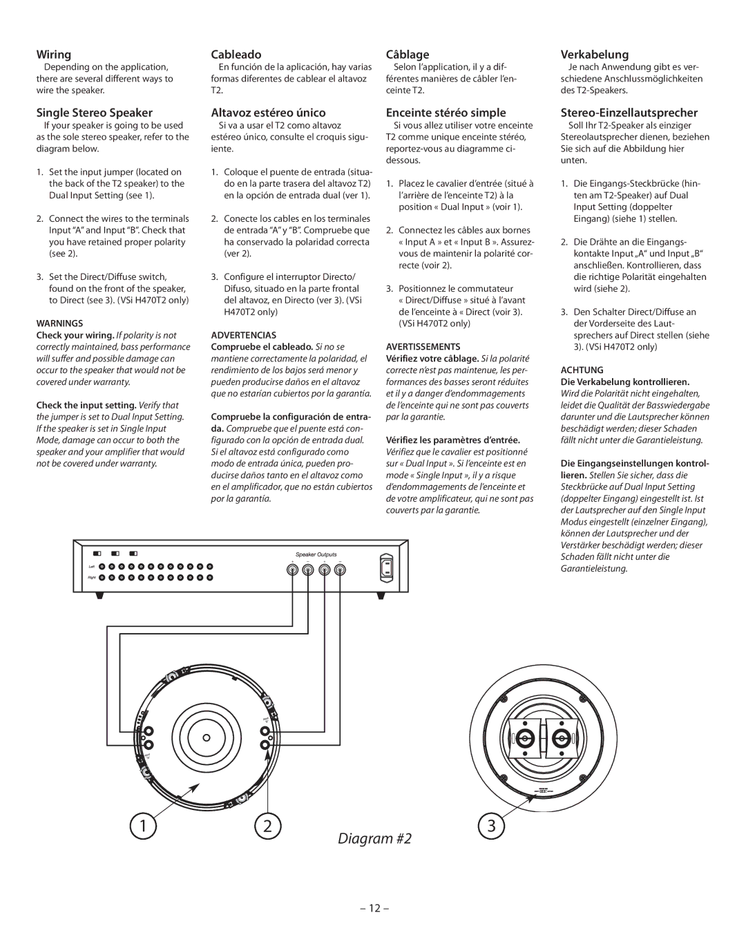 Boston Acoustics VSi H470T2, HSi H460T2 manual Diagram #2 