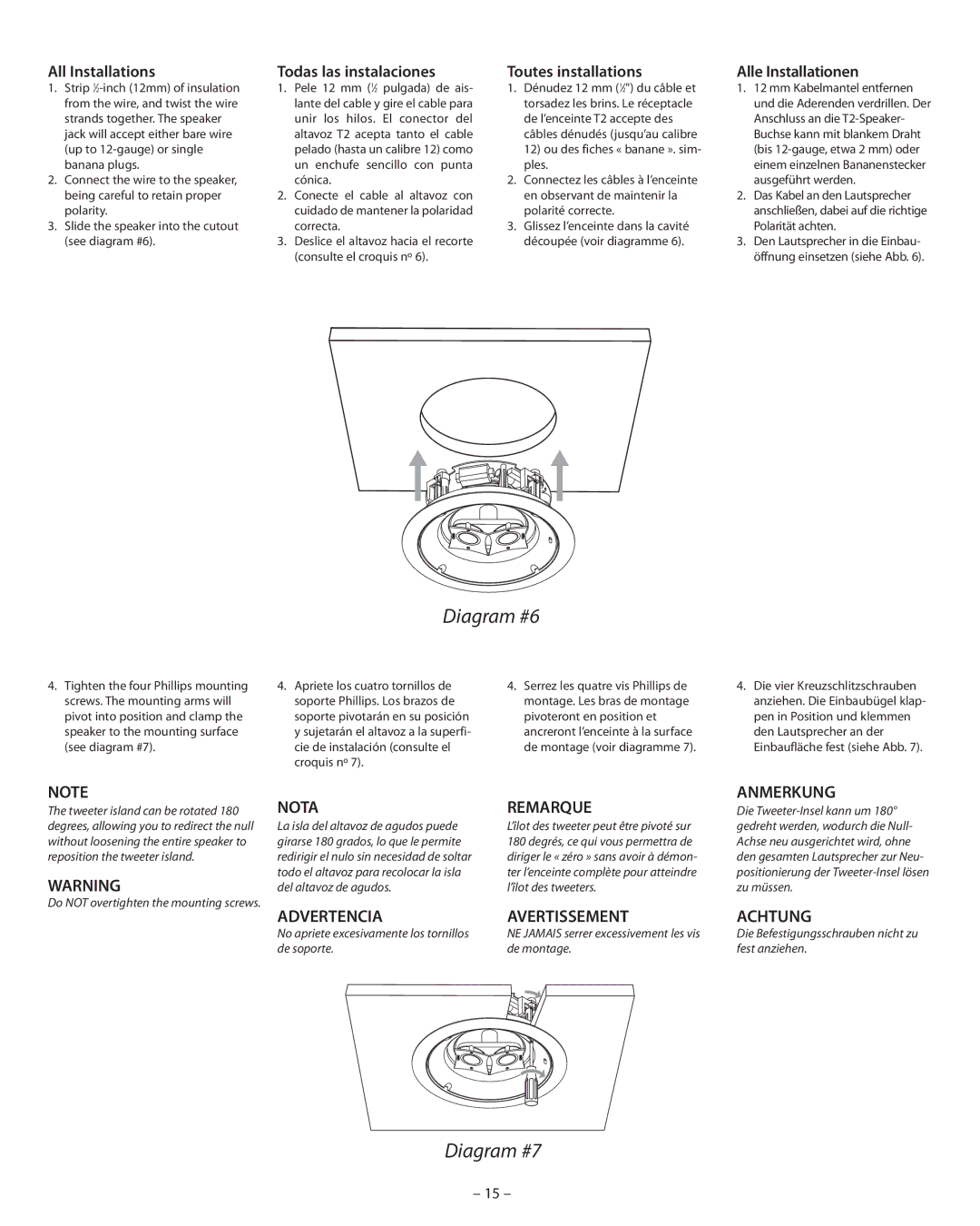 Boston Acoustics HSi H460T2, VSi H470T2 manual Diagram #6, Diagram #7 