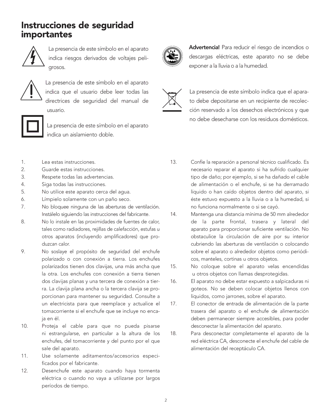 Boston Acoustics XB4 manual Instrucciones de seguridad importantes 