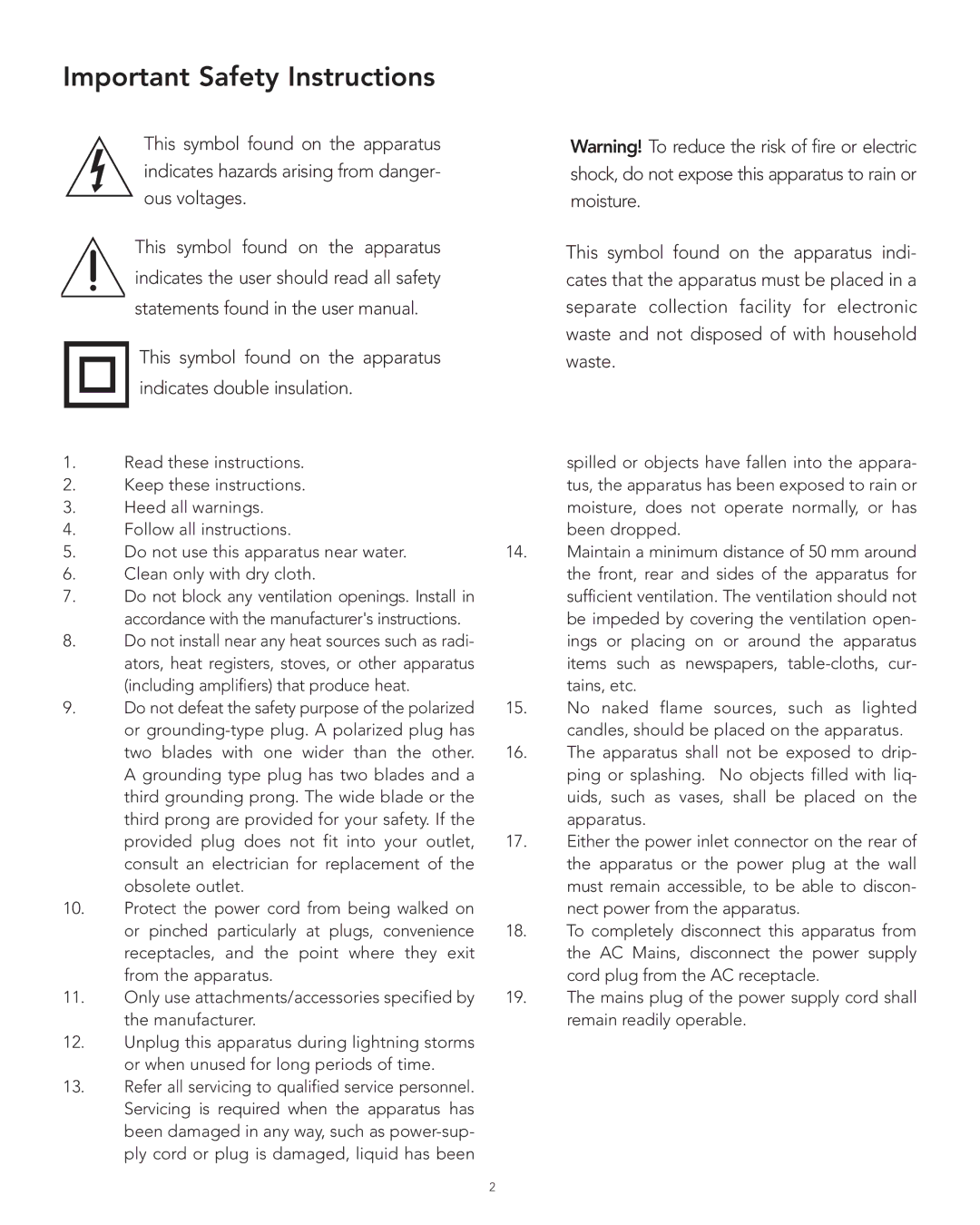 Boston Acoustics XB6 manual Important Safety Instructions 