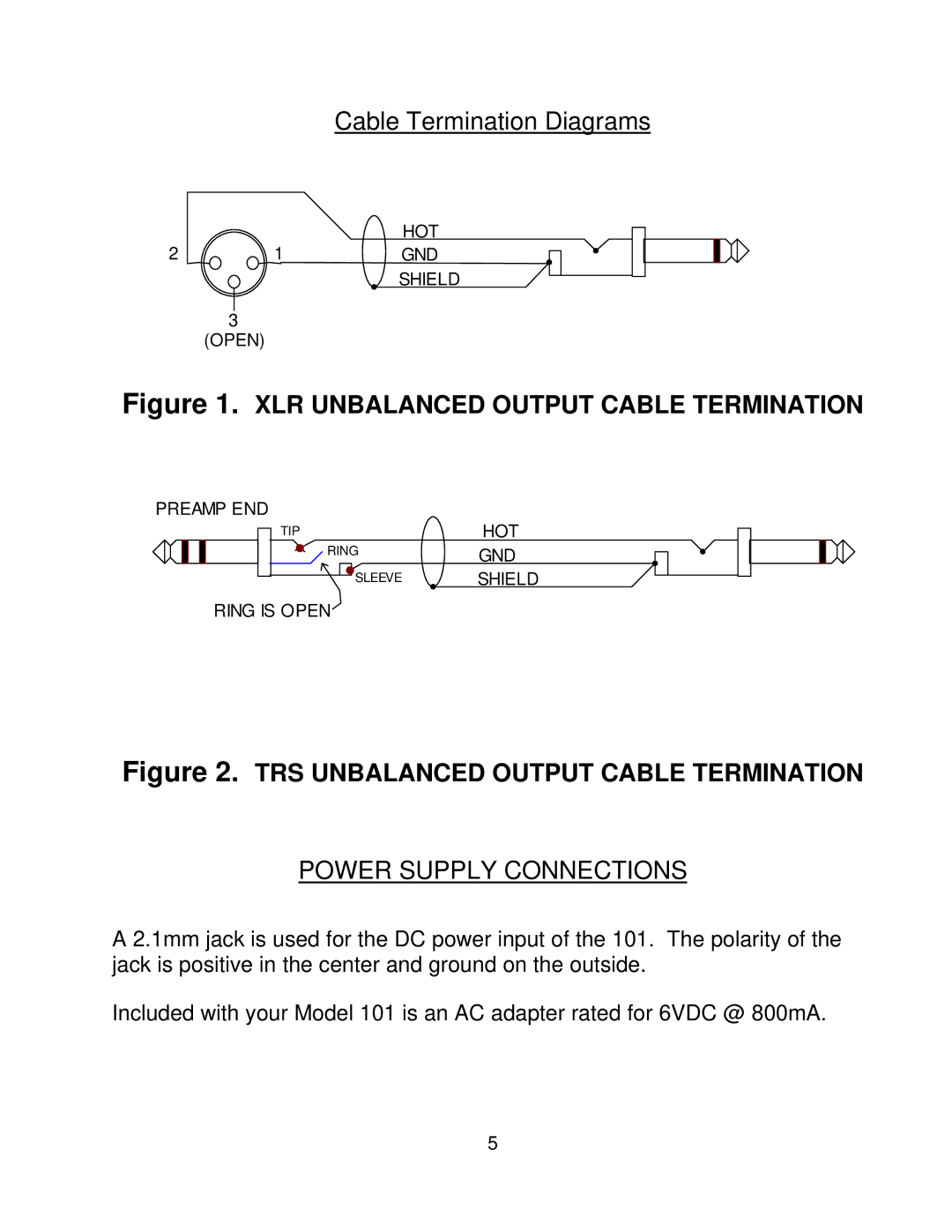 Boulder Amplifiers 101 owner manual XLR Unbalanced Output Cable Termination, Power Supply Connections 