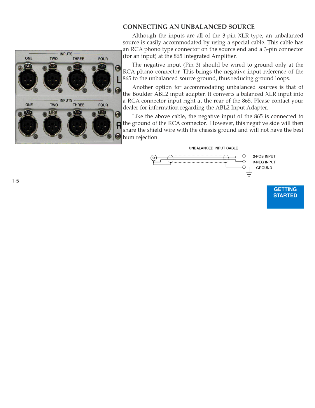 Boulder Amplifiers 865 manual Connecting AN Unbalanced Source 