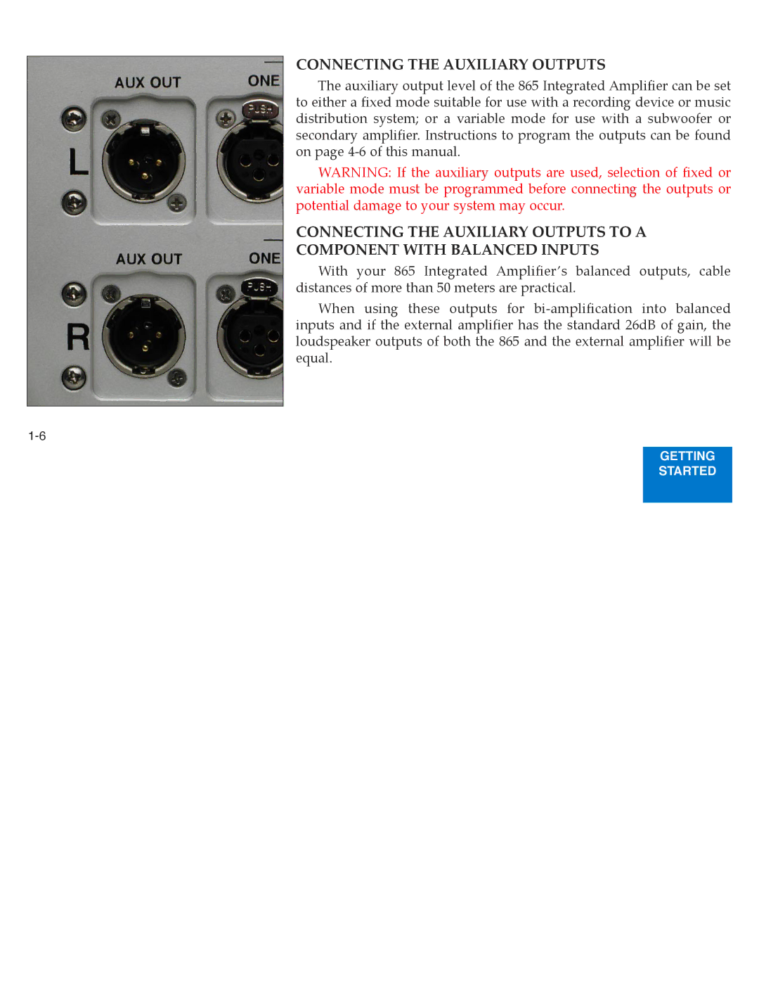 Boulder Amplifiers 865 manual Connecting the Auxiliary Outputs 