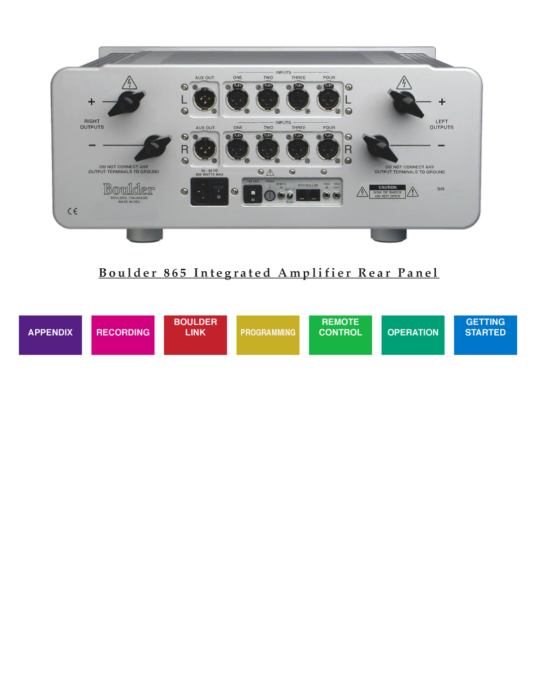 Boulder Amplifiers 865 manual 