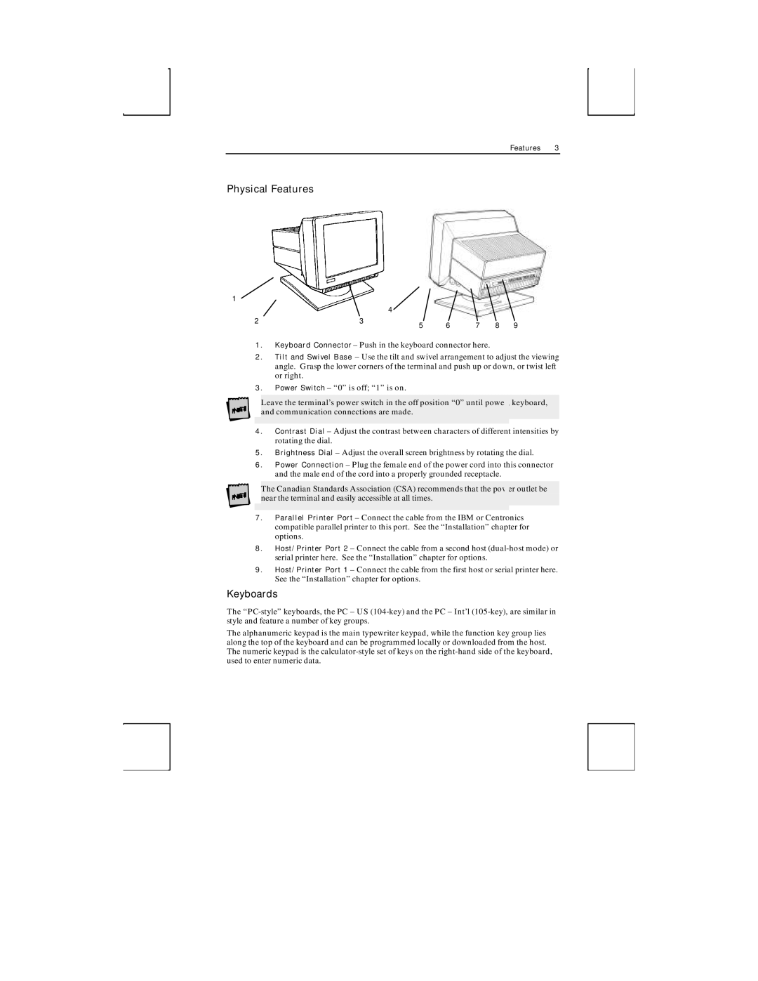 Boundless Technologies ADDS 3153 ASCII manual Physical Features, Keyboards 