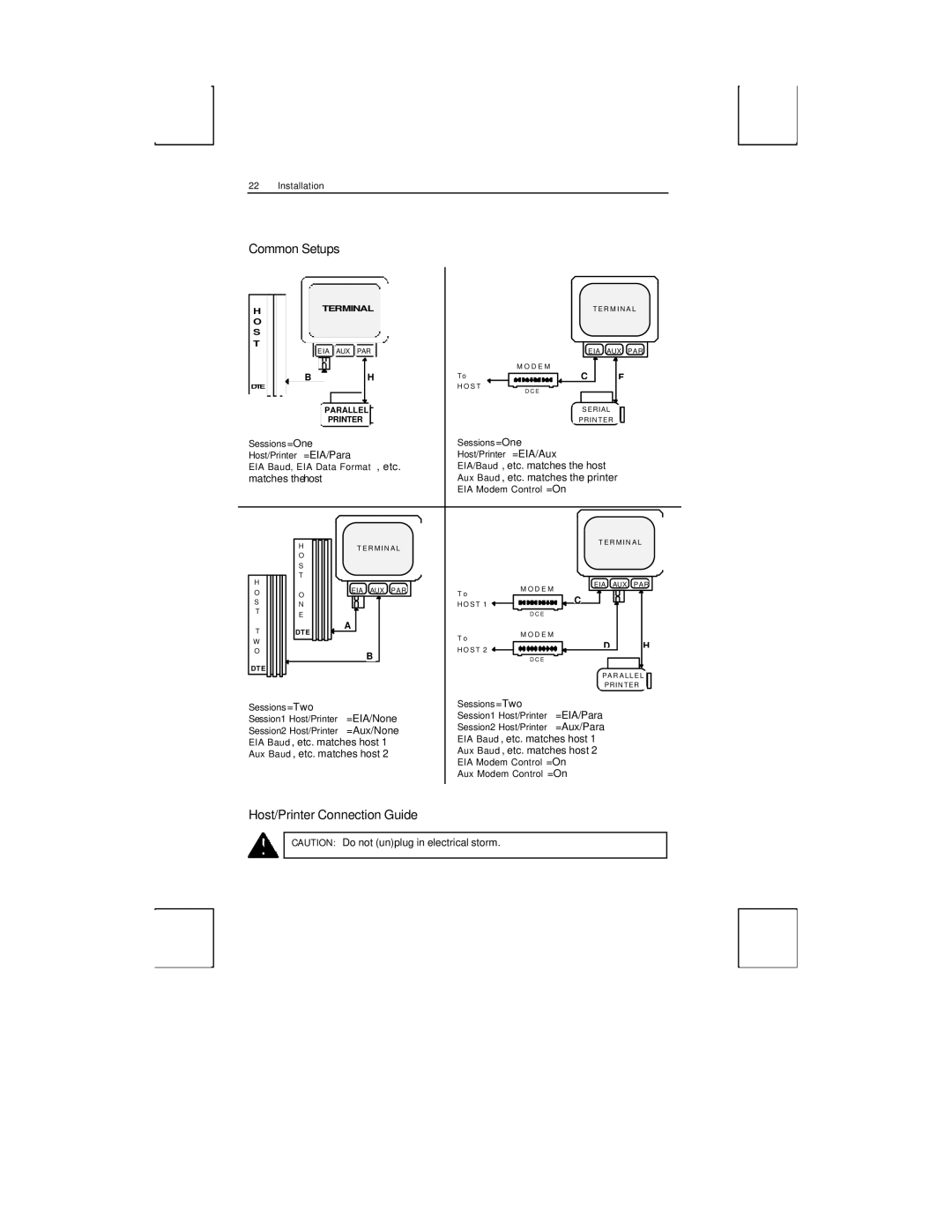 Boundless Technologies ADDS 3153 ASCII manual Common Setups, Host/Printer Connection Guide 