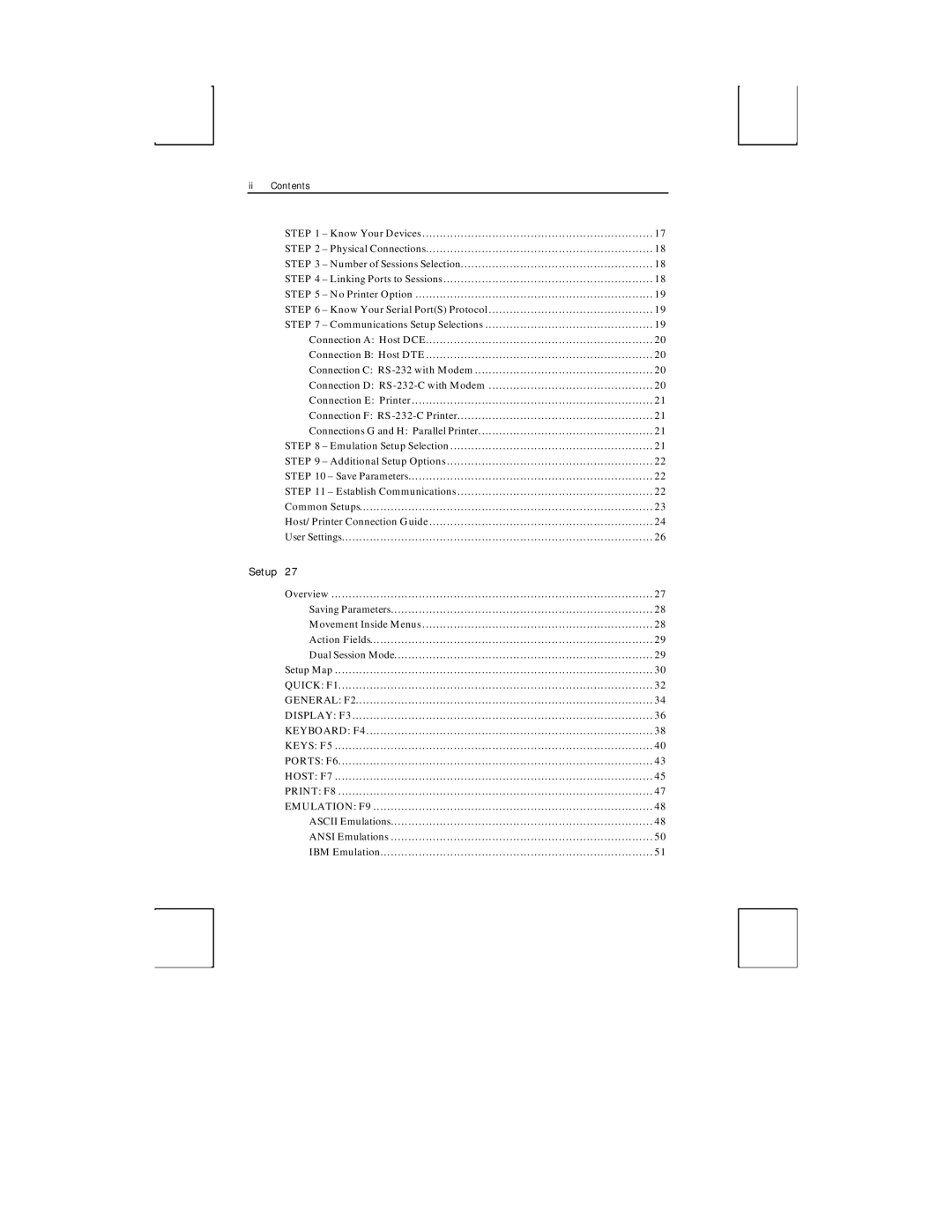 Boundless Technologies ADDS 3153 ASCII manual Ascii Emulations Ansi Emulations IBM Emulation 