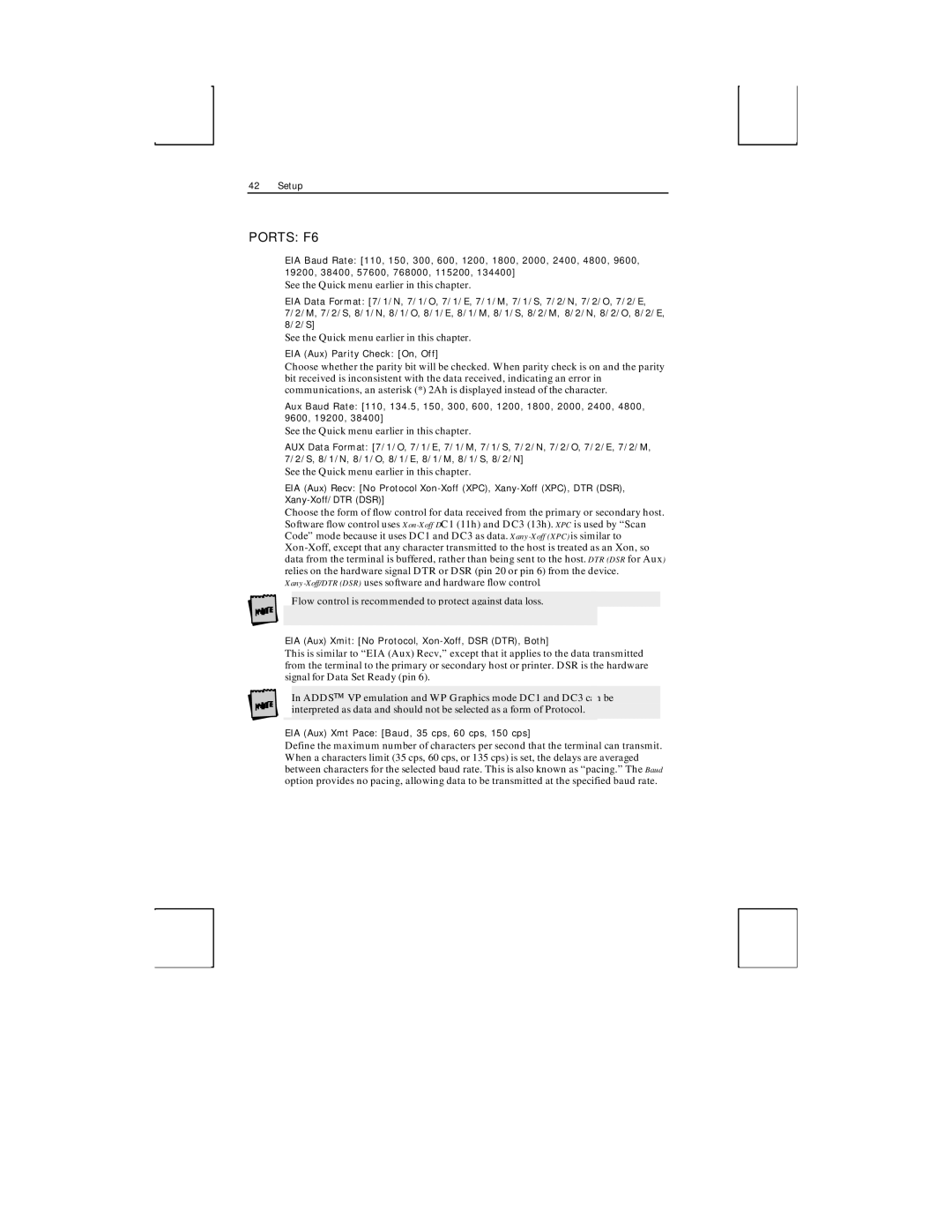 Boundless Technologies ADDS 3153 ASCII manual Ports F6, See the Quick menu earlier in this chapter 