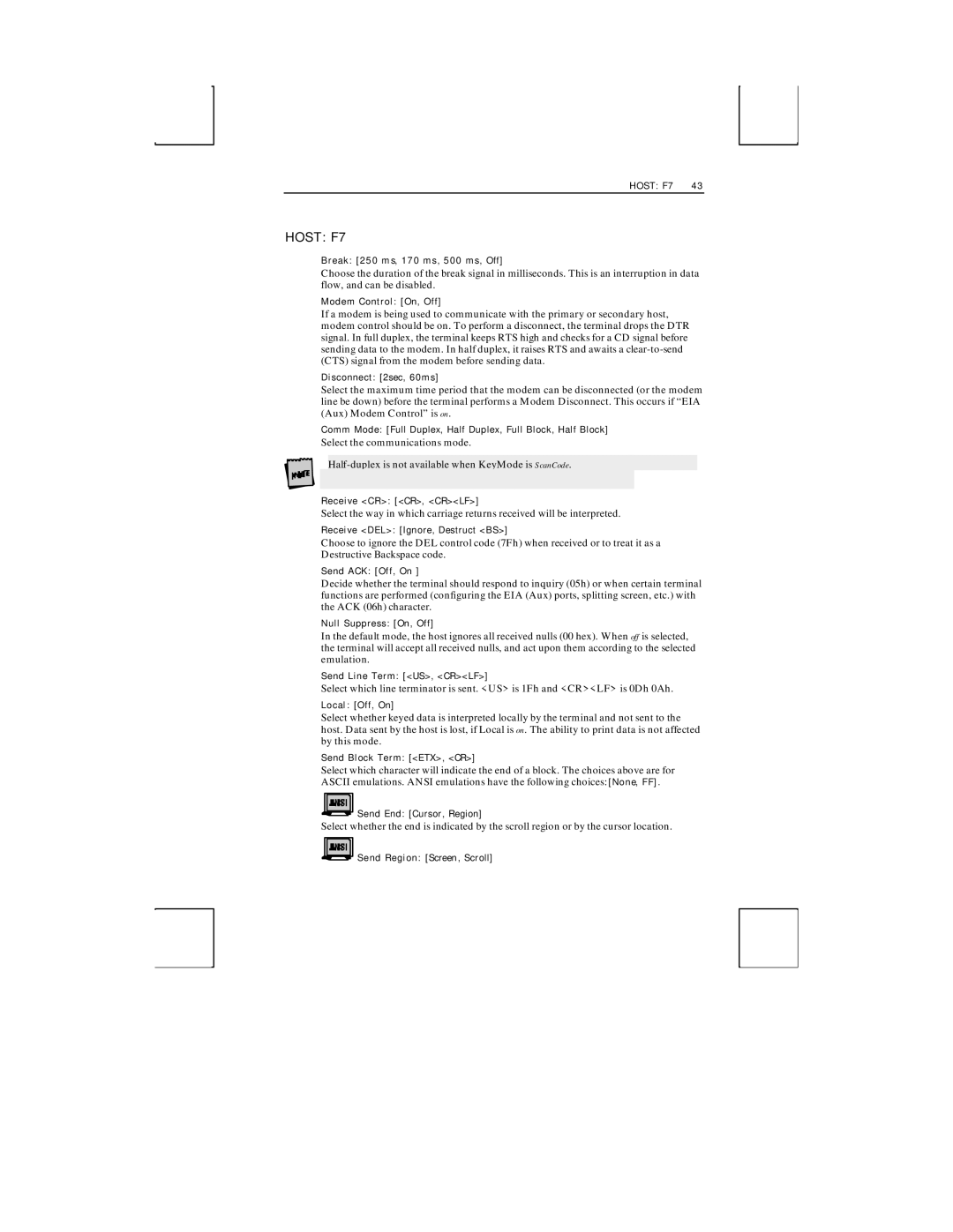 Boundless Technologies ADDS 3153 ASCII manual Host F7 