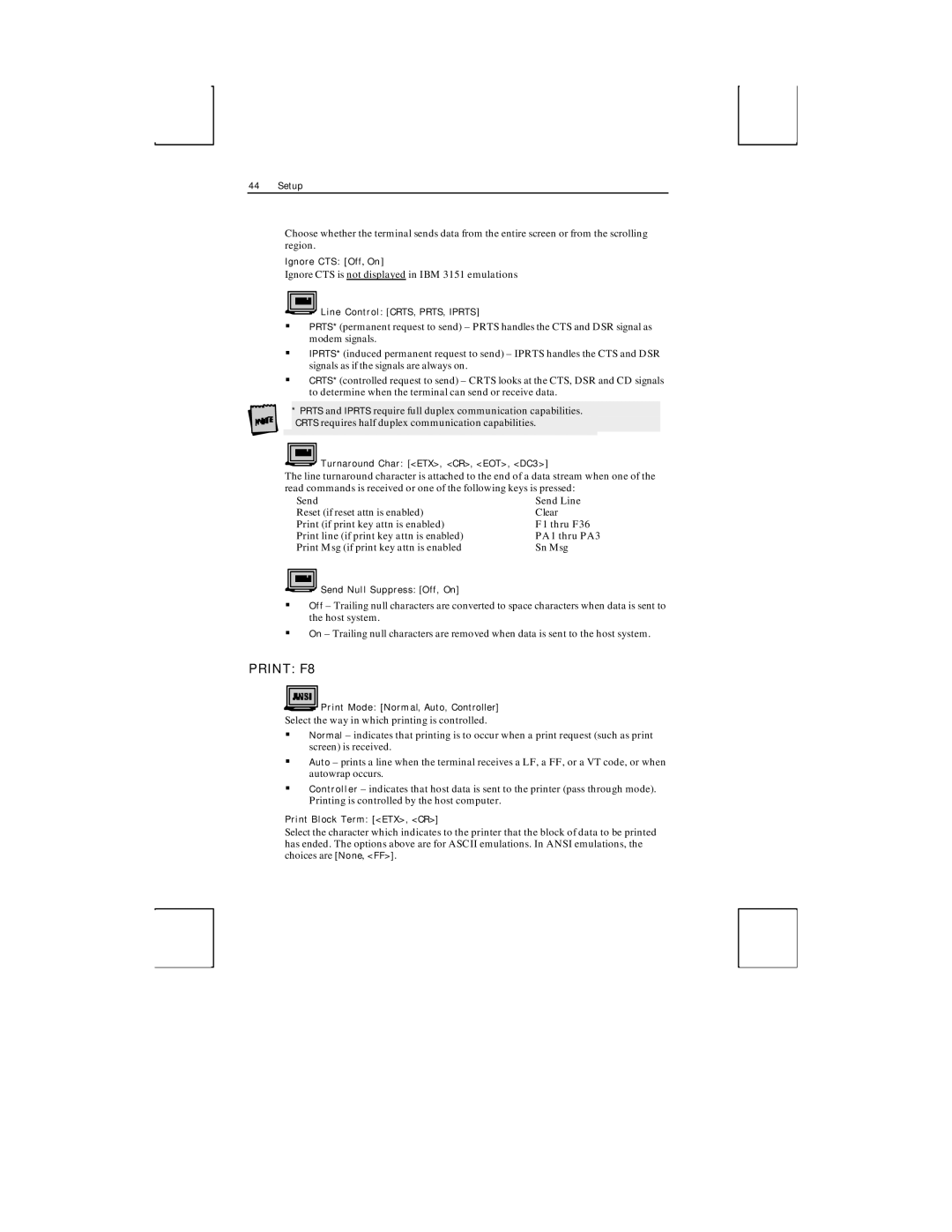 Boundless Technologies ADDS 3153 ASCII manual Print F8 