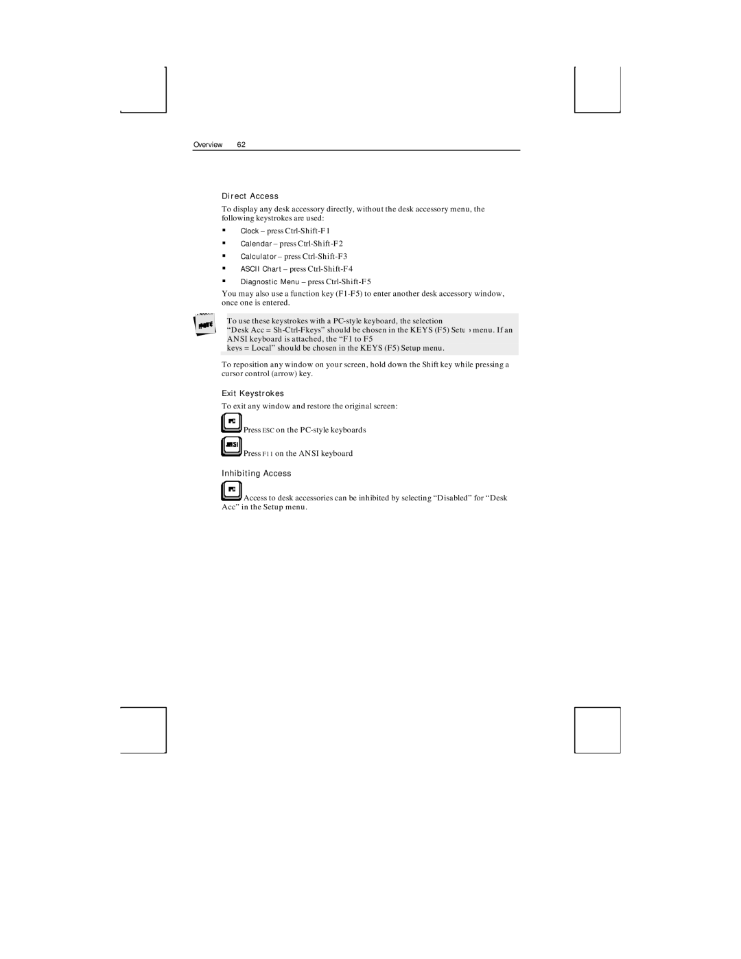 Boundless Technologies ADDS 3153 ASCII manual Direct Access, Exit Keystrokes, Inhibiting Access 