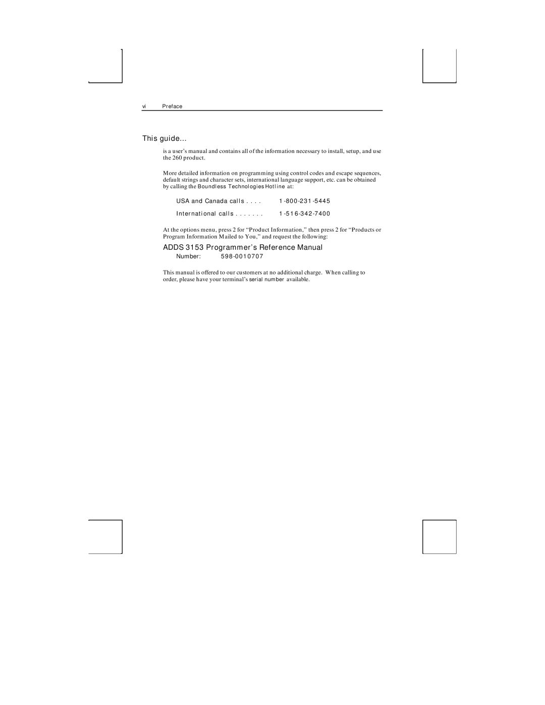 Boundless Technologies ADDS 3153 ASCII manual This guide, Adds 3153 Programmer’s Reference Manual, Number 