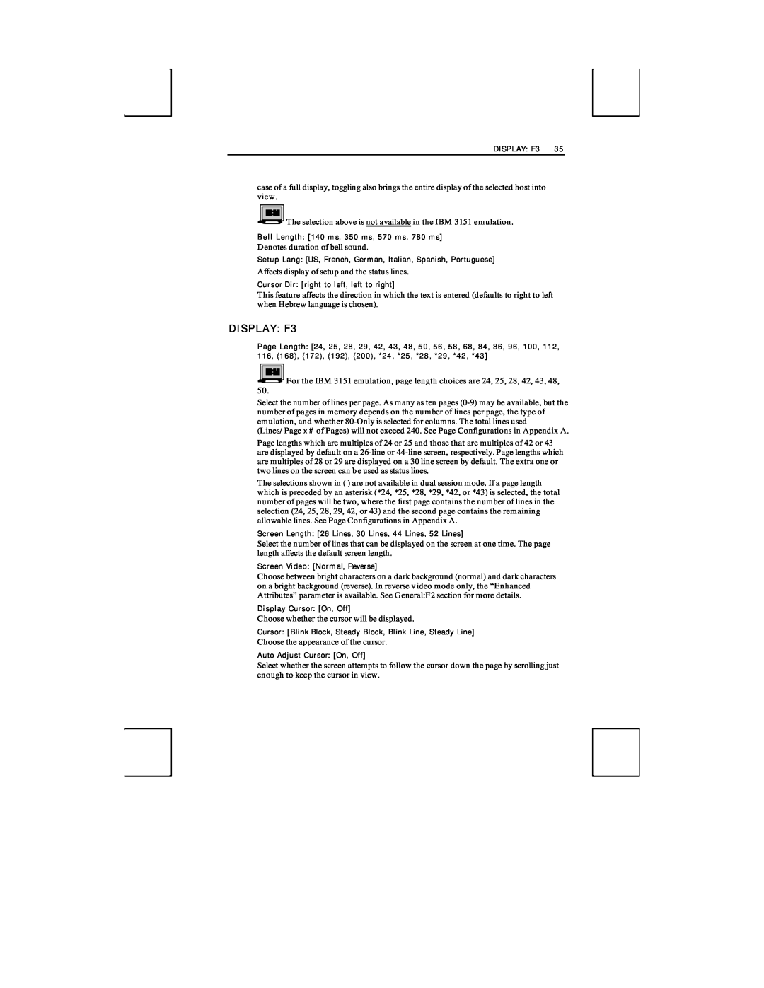Boundless Technologies ADDS 3153 ASCII manual DISPLAY F3 