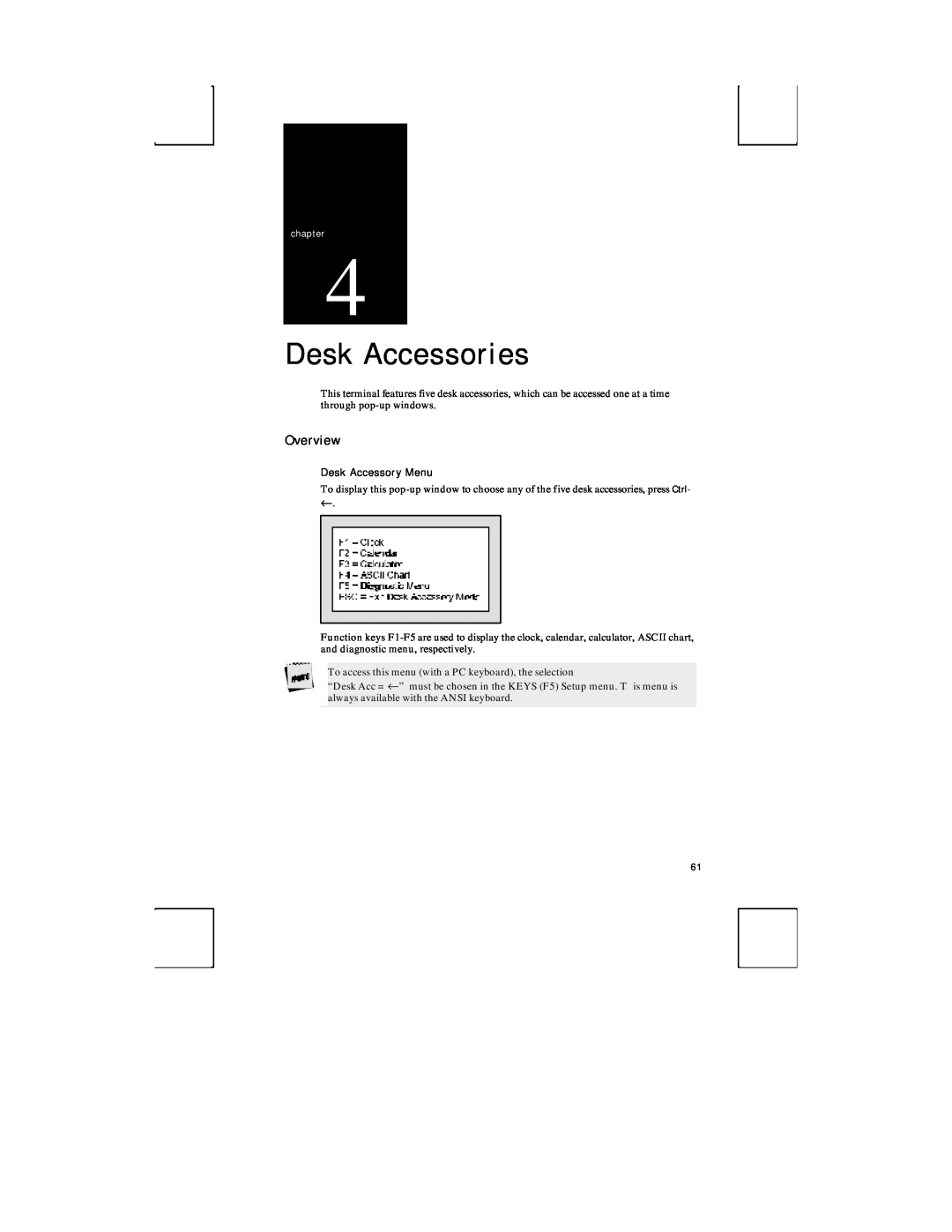 Boundless Technologies ADDS 3153 ASCII manual Desk Accessories, Desk Accessory Menu, Overview 