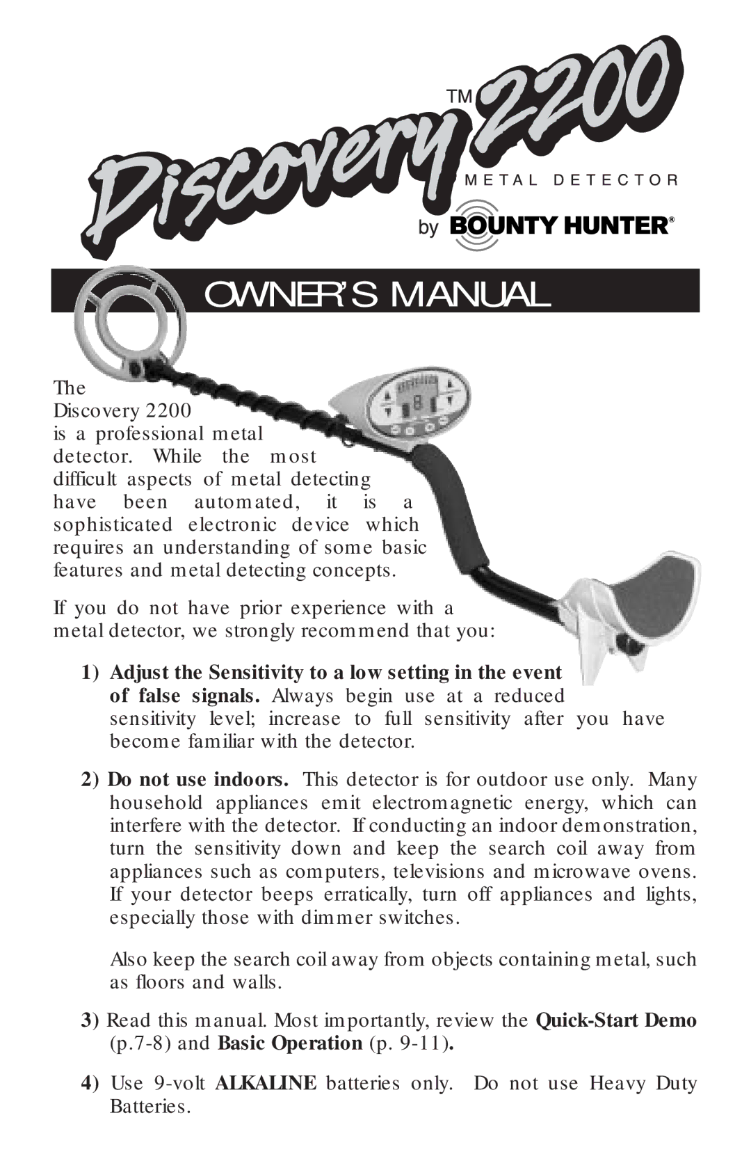 Bounty Hunter 2200 owner manual 