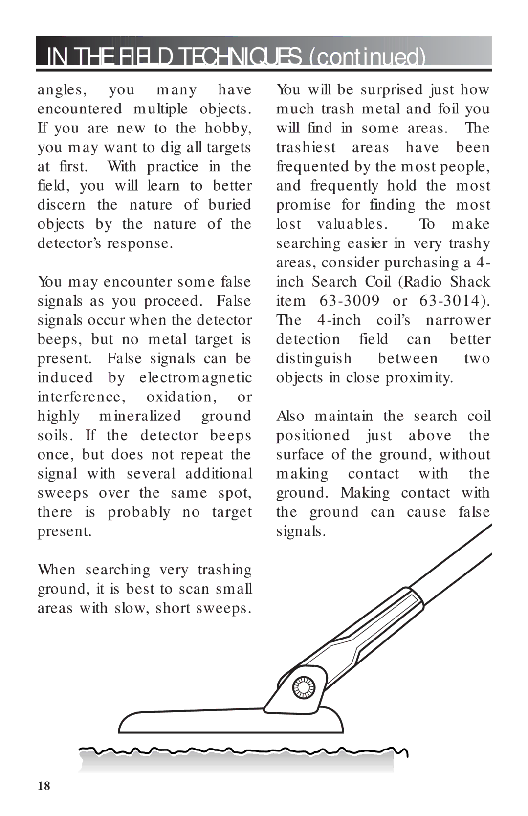 Bounty Hunter 2200 owner manual Field Techniques 