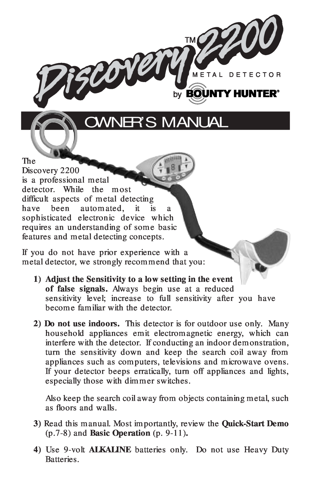 Bounty Hunter 2200 owner manual 