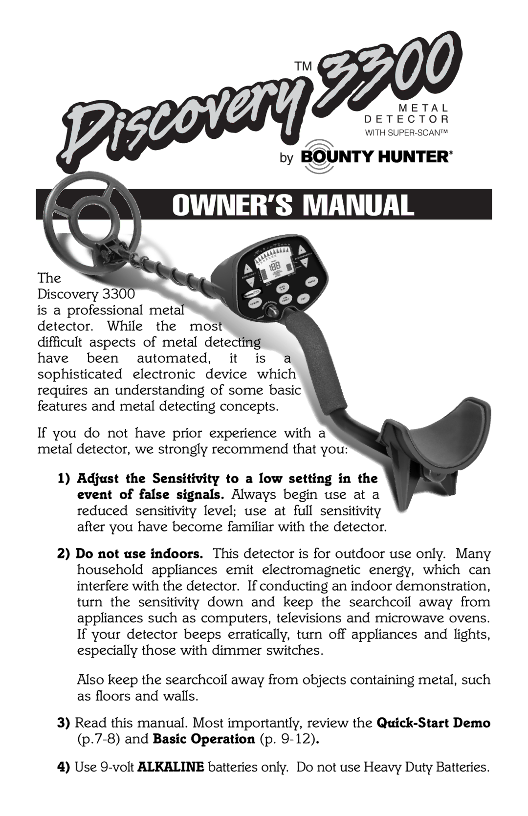 Bounty Hunter 3300 owner manual 