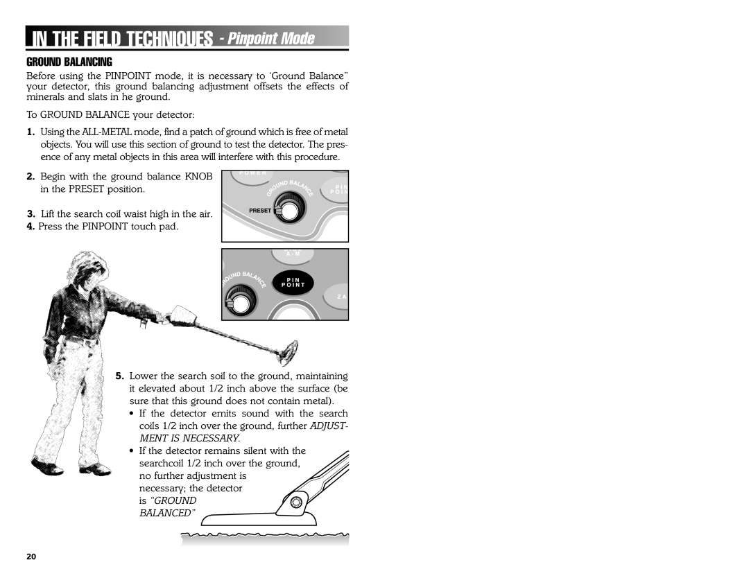 Bounty Hunter 3300 owner manual Field Techniques, Ground Balancing 