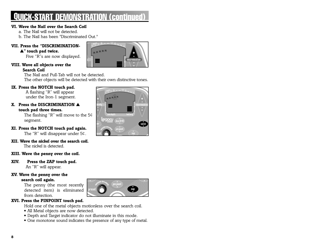 Bounty Hunter 3300 owner manual Quick Start Demonstration 