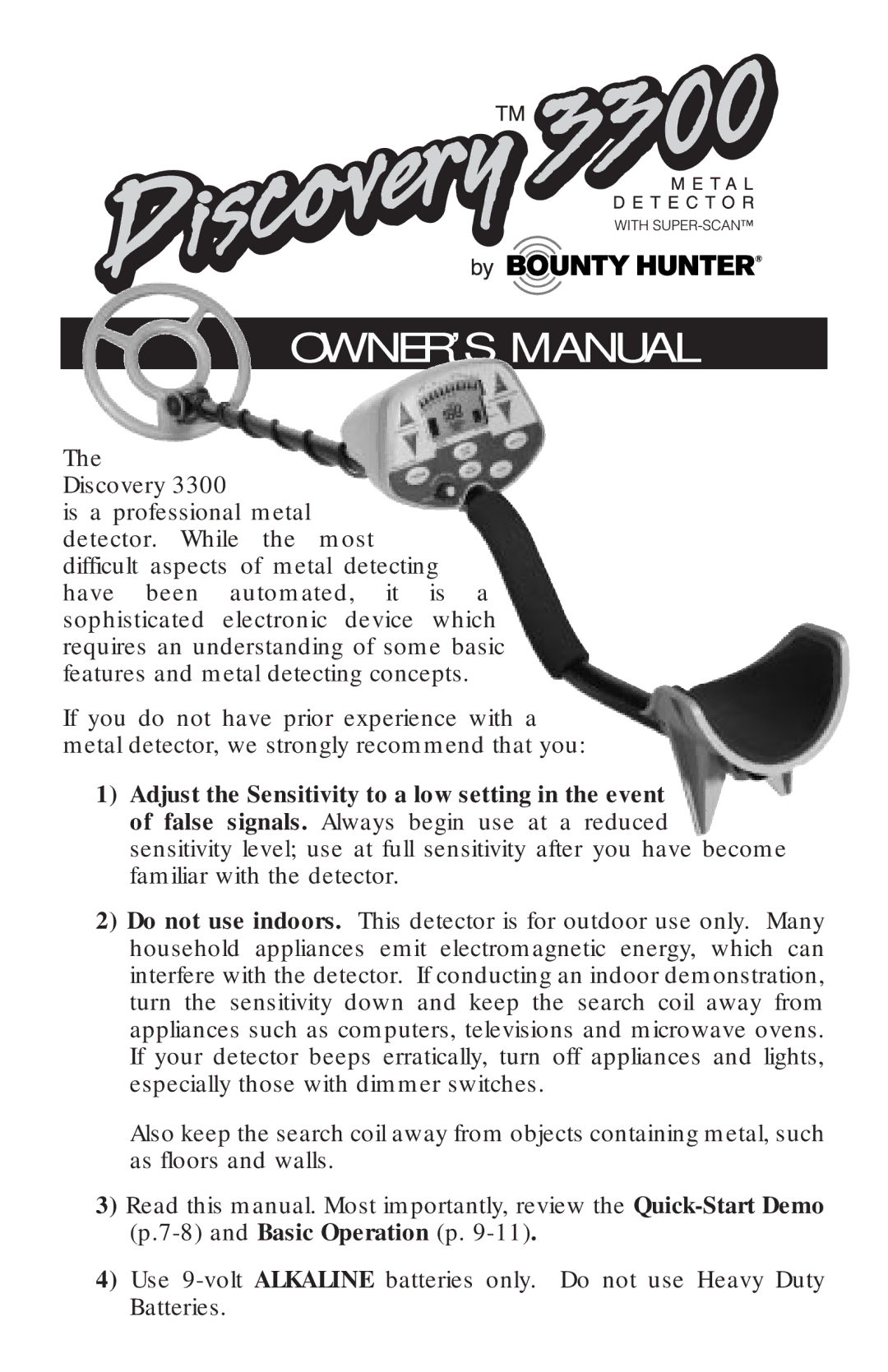 Bounty Hunter 3300 owner manual 